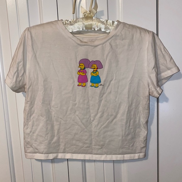 Simpsons Tops - Simpsons Patty and Selma White Crop Top
